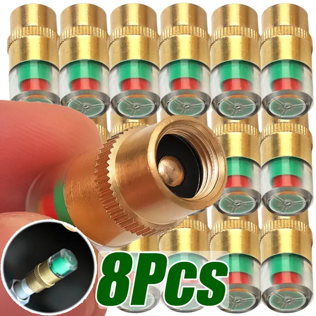 1-8pcs Automotive External Valve Stem Tire Pressure Indicator Gauge Tire Pressure Monitor Alarm Valve Sensor Wheels  Accessories