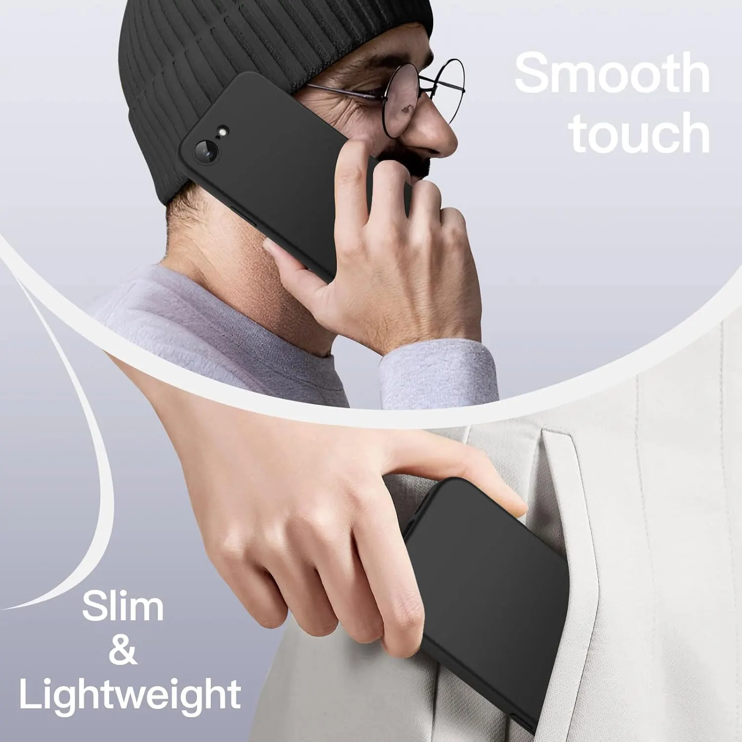 Elegant Matte Black Ultra Slim Phone Case with Full Camera Lens Protection