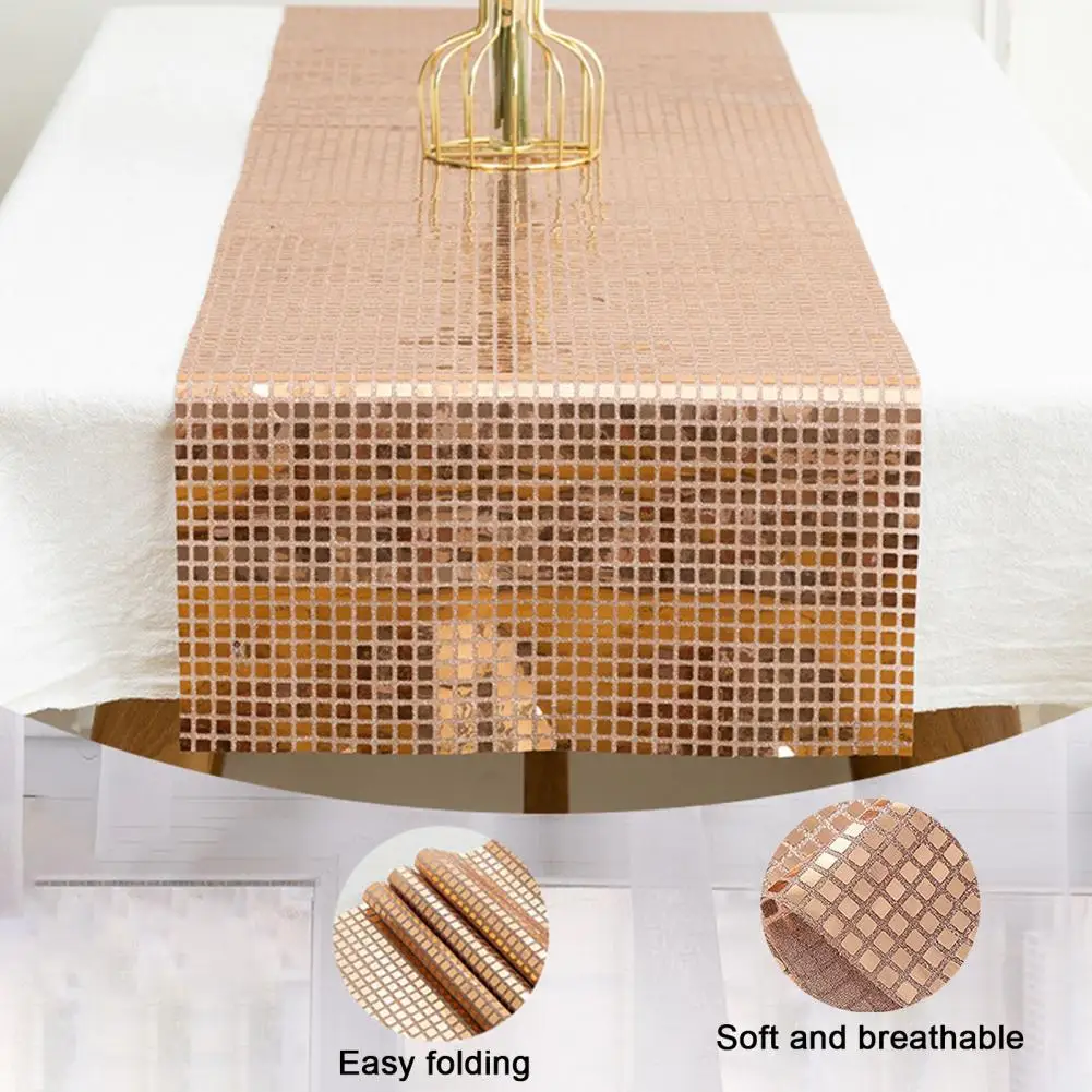 

Eye-catching Table Decor Silver Table Runner Sparkling Disco Ball Table Runner for Retro 70s 80s Themed Birthday Bachelorette