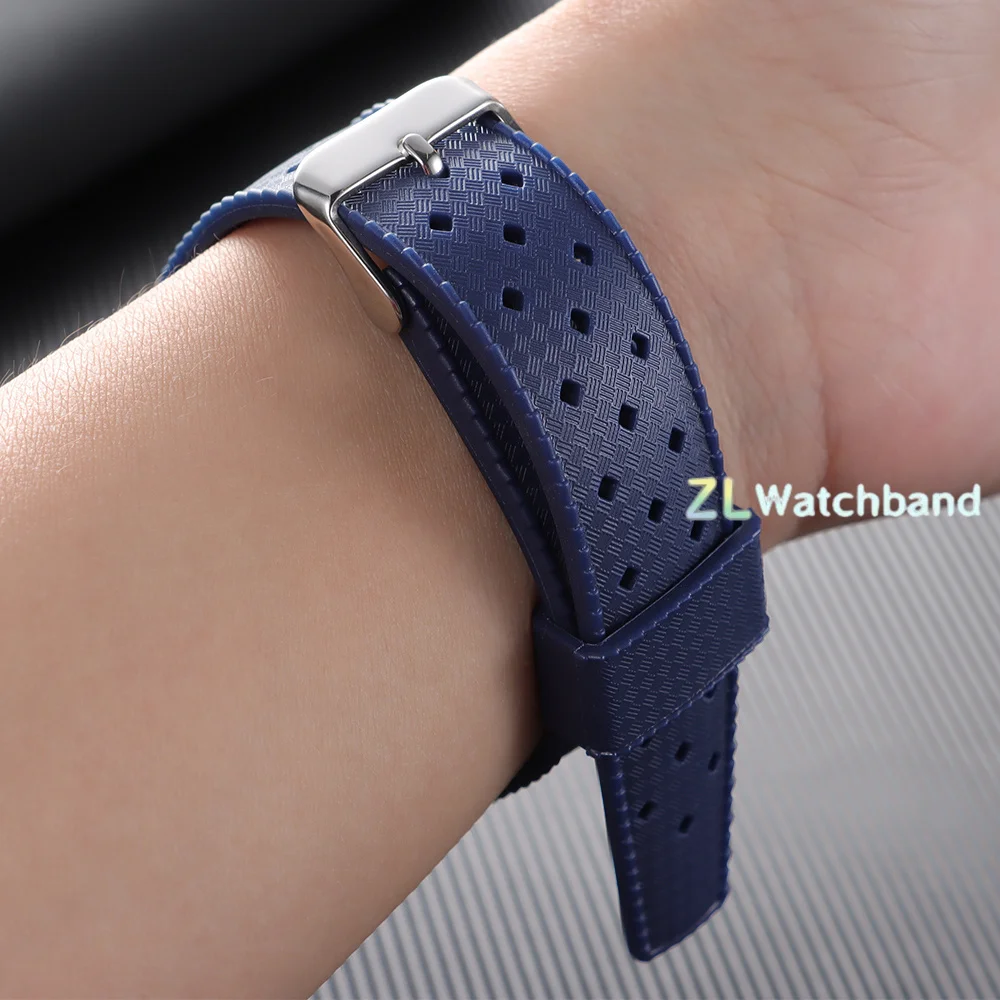 Waterproof Breathable Soft Tropical Silicone Sport Watch Band with Quick Release Mechanism