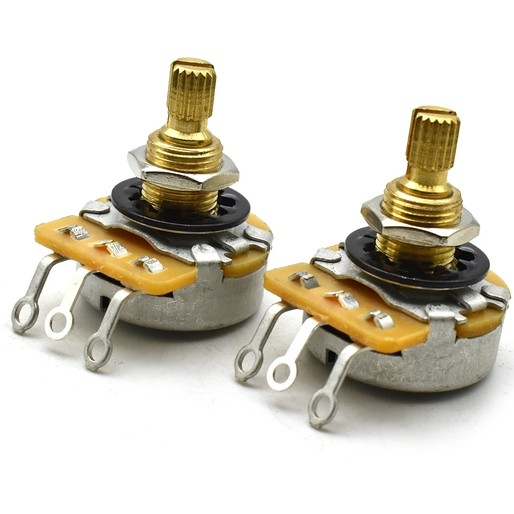 Pure Brass Full Size Long Split Shaft Potentiometers A500K / B500K/A250K /B250K Pots Tone Volume Control for Guitar Bass guitar potentiometer guitar accessories 12pcs