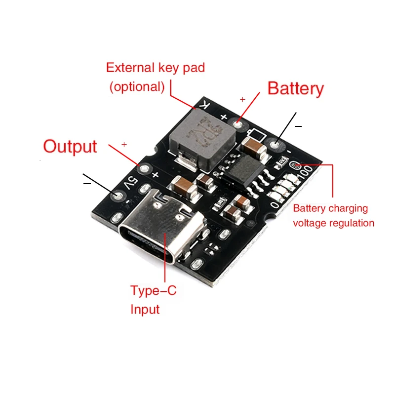 Module Boost 5V 2A Type-C - Convertisseur Batterie Lithium - Charge Et Décharge - Lot De 3