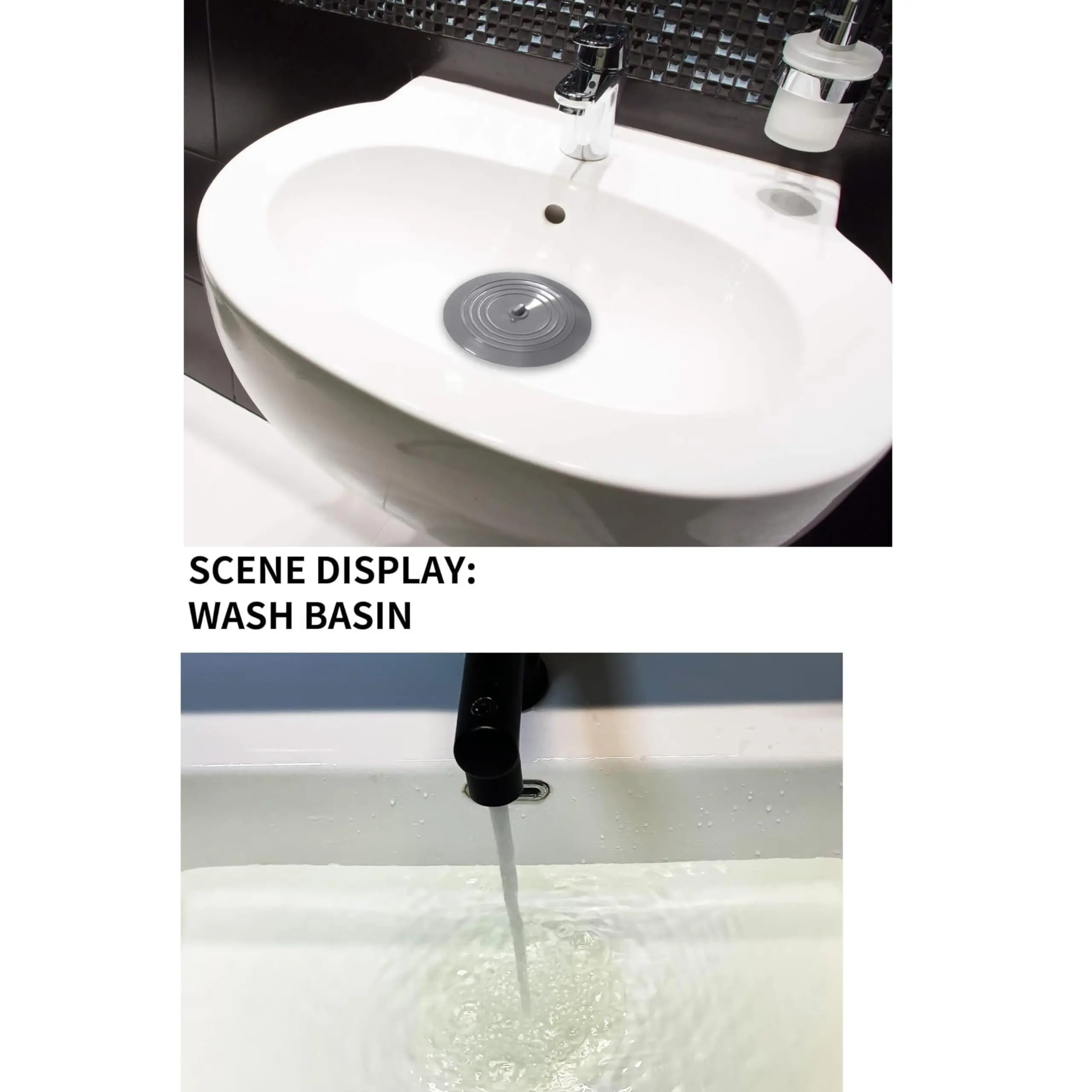 Tub Stopper Large Silicone Drain Plug Bathtub Drain Stopper Bathroom Hair Flat Suction Cover for Kitchen Bathroom Bathtub Stopper