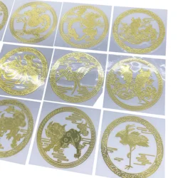 Gold personality Dragon Totem metal sticker Phoenix Crane Kirin transfer sticker Koi computer mobile phone decorative sticker