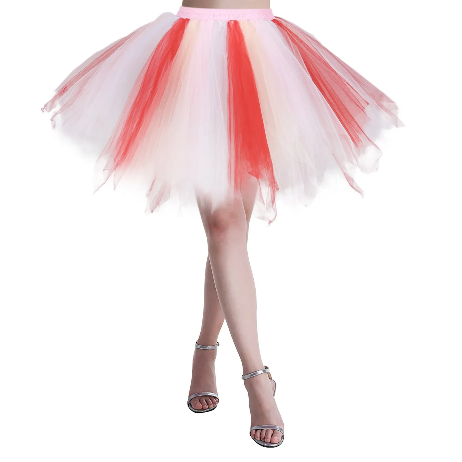 

Women Christmas Dance Party Patchwork Tulle Skirt Holiday Party Costume TuTu Ballet Skirts School Skirt