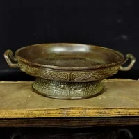 Antique Bronze Ware Collection Round Fruit Plate Dinner Snacks Candy Plate Home Restaurant Retro Decorative Bronze Ornaments 1