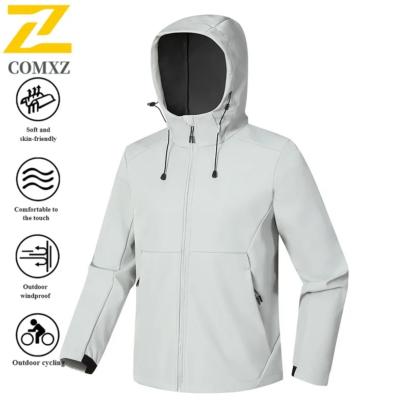 COMXZ Windbreaker Mountain Tech Softshell Waterproof Hooded Outdoor Coat for Hiking Camping Fishing Unisex Urban Outdoor 2025