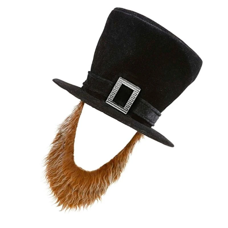 A52E Erwachsener Piratenhut mit angeschlossenem Bart Halloween Party Accessoire 55-60 Kopfgröße Weiche Stoff für – Detail 7
