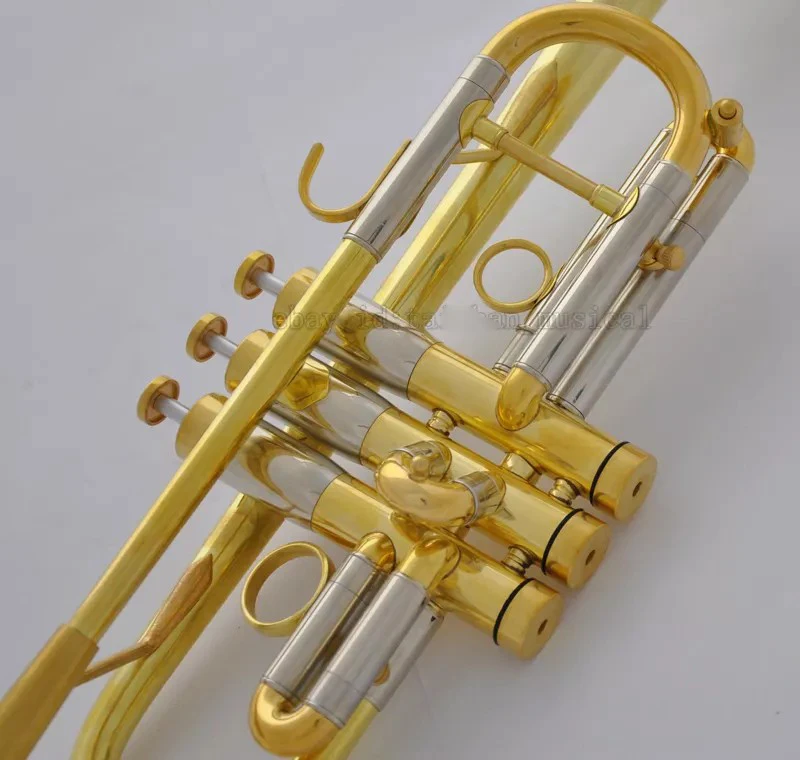 Professional Heavy C key Trumpet horn Gold Finish Monel Valves 5" Bell Hard Case