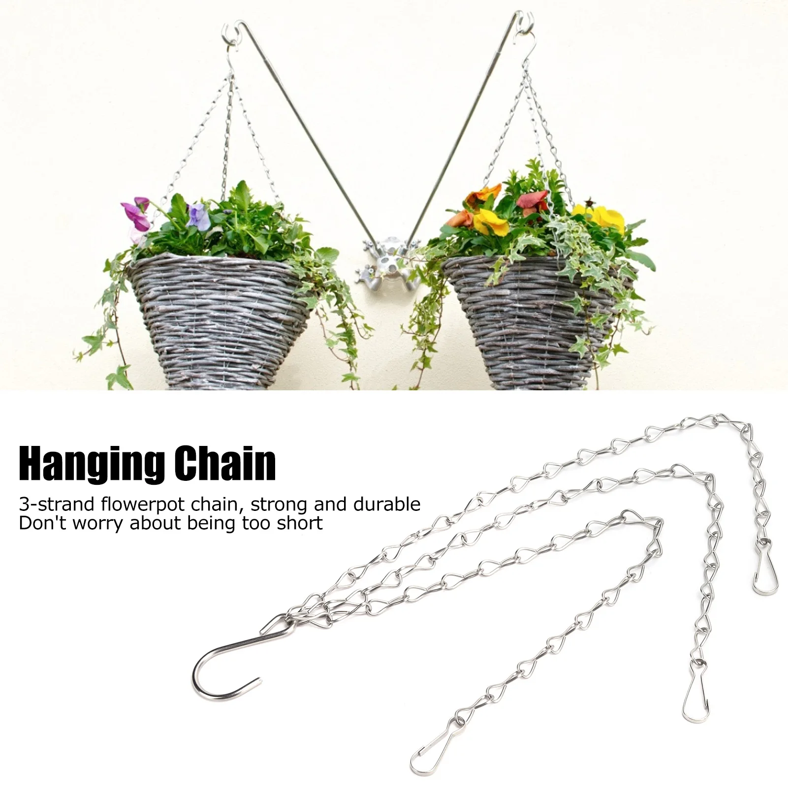 

4Pcs Imitation Rattan Hanging Basket Flower Pot Chain With 3 Hooks Basin Hydroponic Plants Plant Grow Basin Home Garden tools