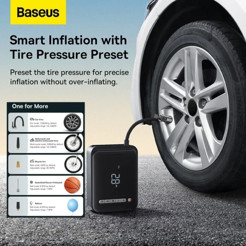 BASEUS Car 2 in 1 alimentazione di avviamento di emergenza pompa d'aria macchina integrata batteria per auto emergenza portatile Ride Bao moto