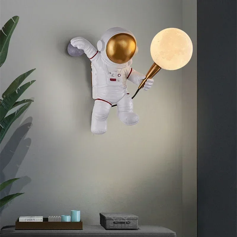 Nordic Personality Moon Astronaut Children's Room Wall Lamp Dining Room Kitchen Bedroom Study Balcony Aisle Led Light Decoration led light led wall lamp wall light