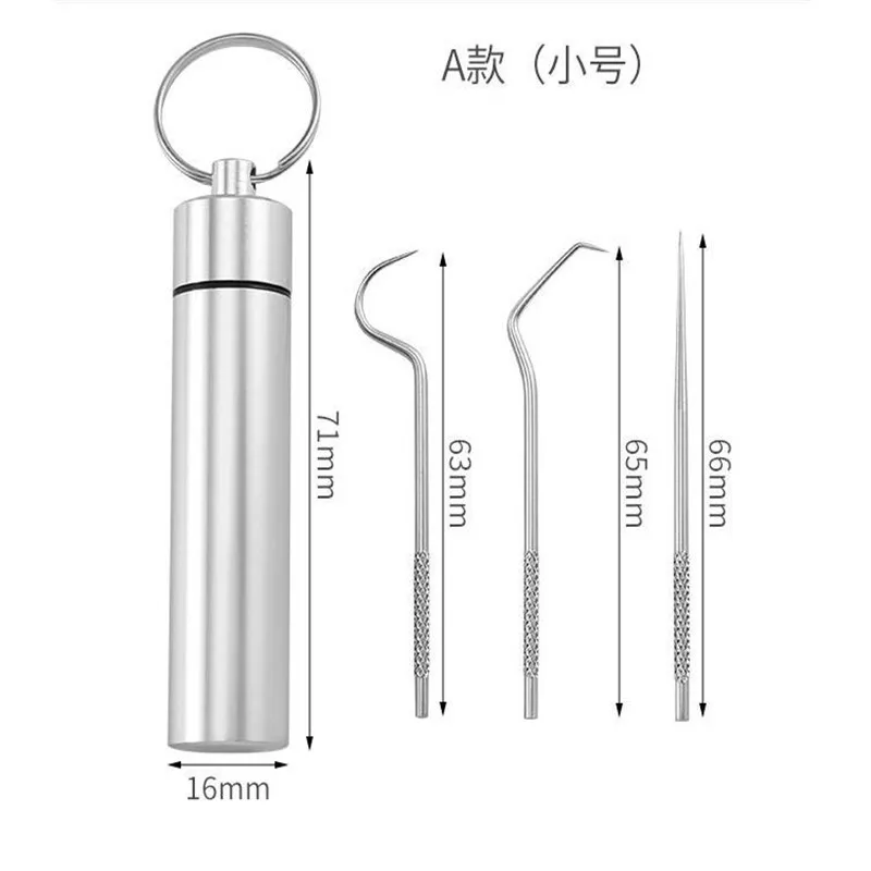 3PCS Toothpick Set Metal Stainless Steel Oral Cleaning Tooth Flossing Portable Toothpick Floss Teeth Cleaner Storage Tube toothpick set toothpicks set