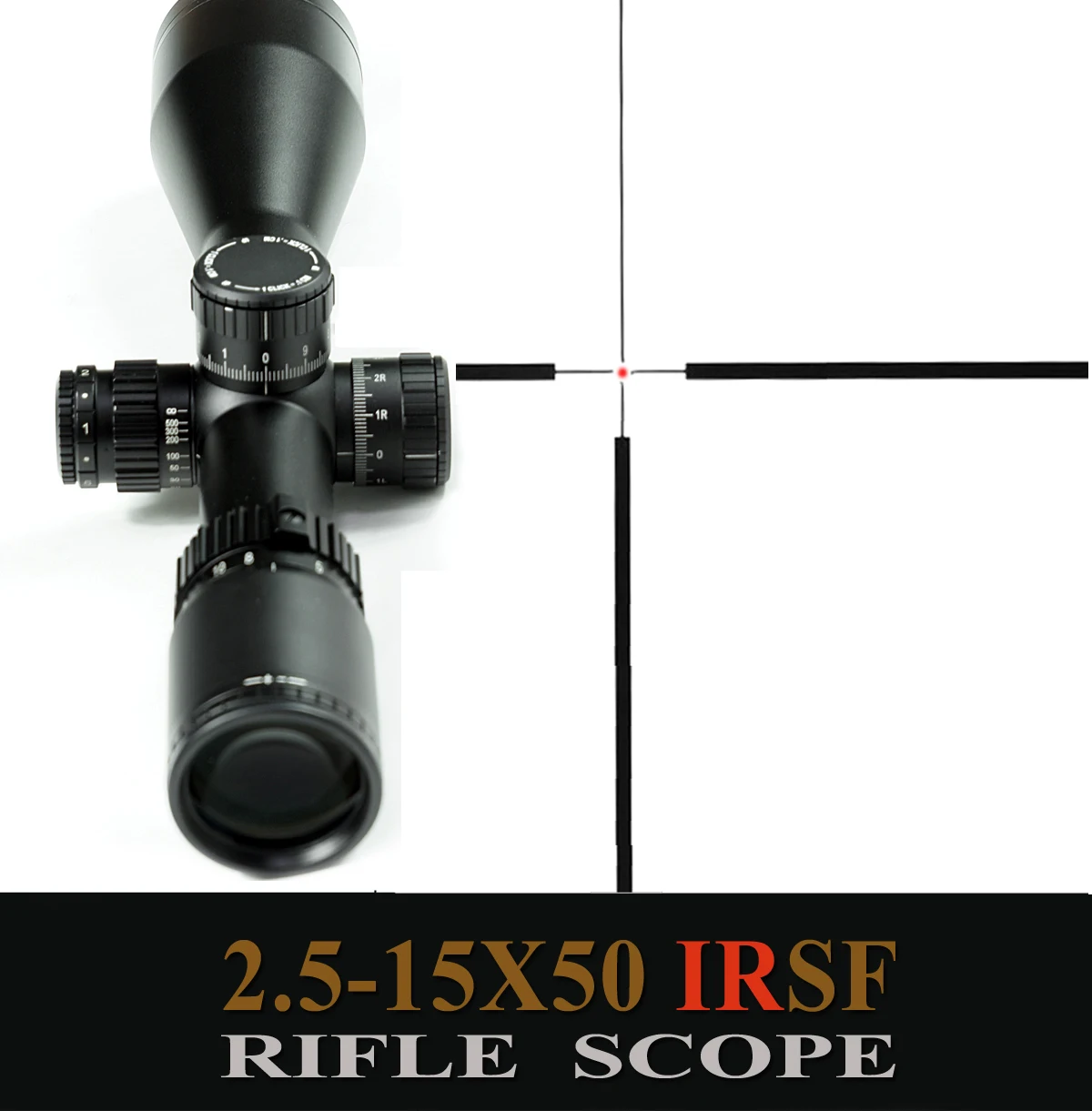 Long Range Rifle Scope, Illuminated Hunting Rifle Scope, Red Point Reticle, 30mm Ring, 2.5-15x50SF,. 308,. 338