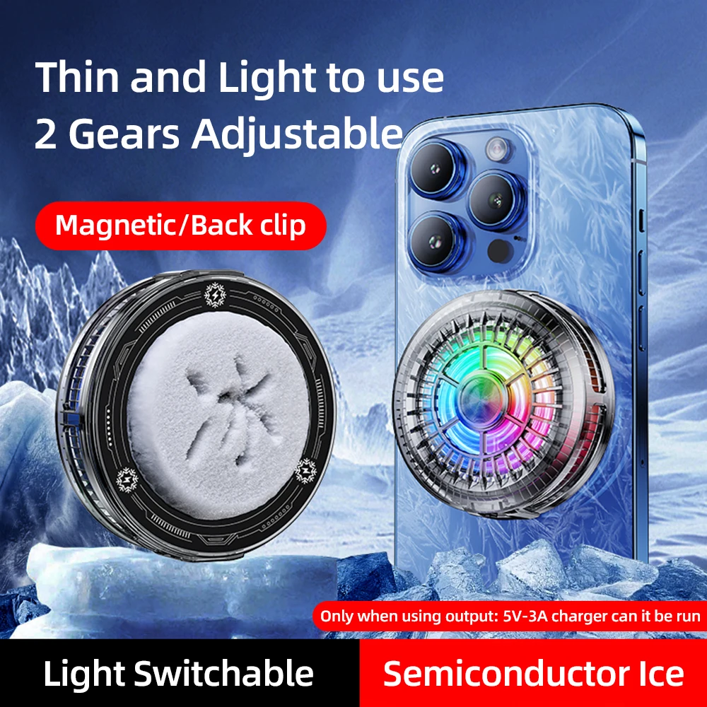 ASNAP X155 Original Phone Cool Fan Ultra Thin 2 In 1 Magnetic Back Clip Semiconductor Cooler for Gaming iPhone Samsung RGB