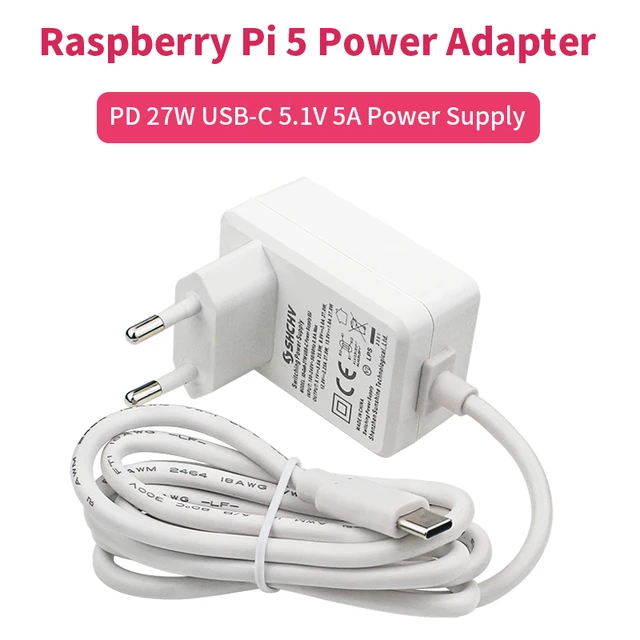 Raspberry Pi 5,pd,27w,5.1v,5a,usb,Cタイプ,電源アダプターrpi