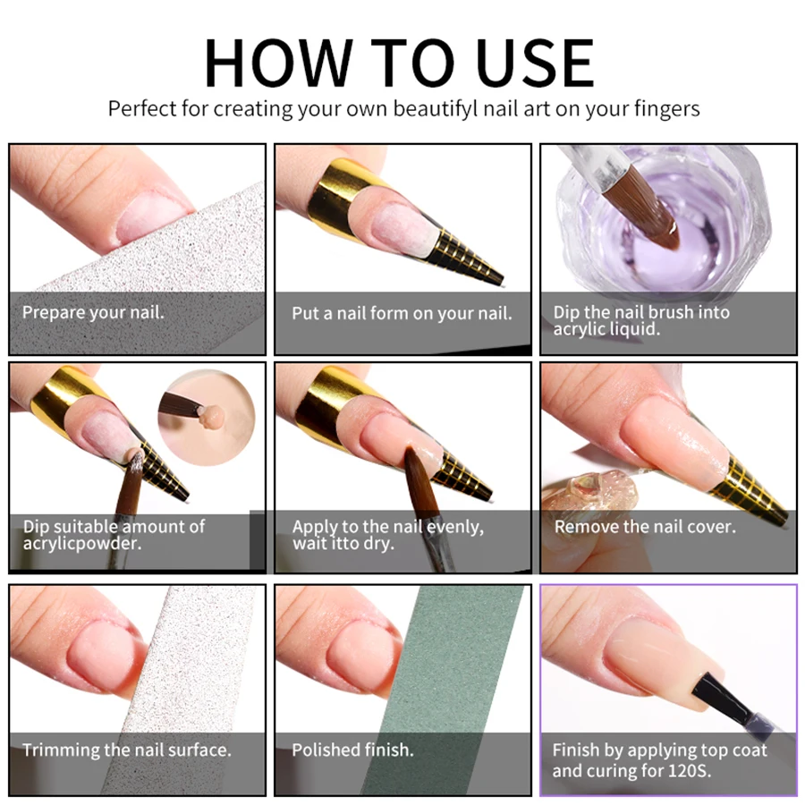 Professional Nail Art Kit: Acrylic Powder & Gel Set with 3D Nail Tips and Carving Tools