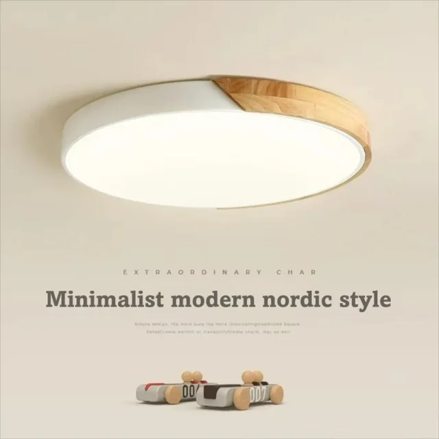 Nordic LED Ceiling Light Wooden Macaroon Circular Ceiling Lamp Modern Simple Bedroom Balcony Study Home Decor Lighting 1