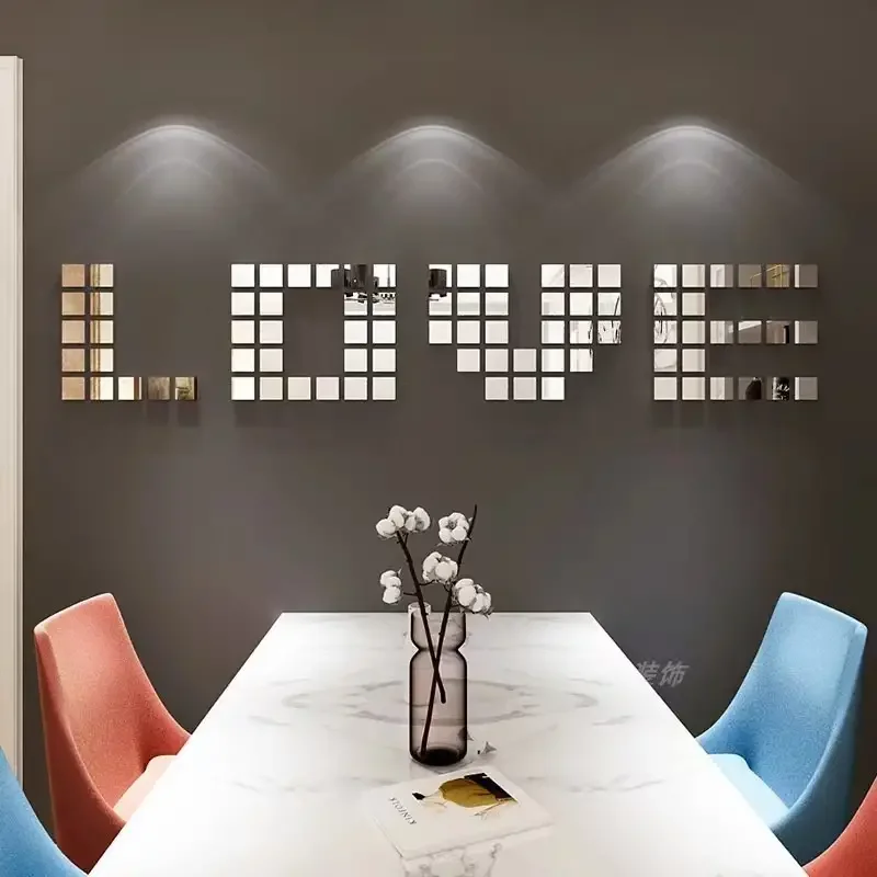 1PC Mirror Wall Sticker Self-Adhesive Square Mosaic Tiles Stickers For Home Bathroom Wall Decor Wedding Bar Diy Disco Ball wall stickers