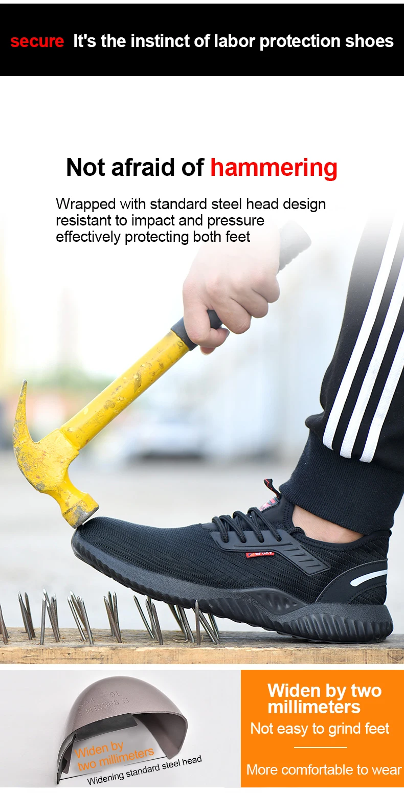 Arbeit Turnschuhe Stahl Zehe Schuhe Männer Sicherheits schuhe pannen sichere Arbeits schuhe Mode unzerstörbare Schuhe Sicherheit – Detail 6