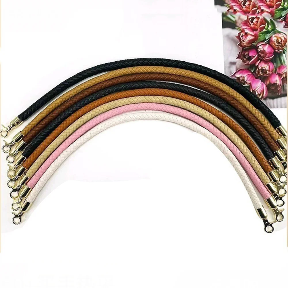

30/40/60cm Short Braided Bag Handle Shoulder Strap PU Leather Replacement DIY Handle Bag Strap Fashion Bag Belt Detachable Solid