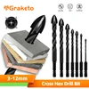 Cross Hex Tile Drill Bit For Glass Concrete Ceramic Tile Hole Opener Tunsten Carbide Hard Alloy Bits Set Tools 3 4 5 6 8 10 12mm