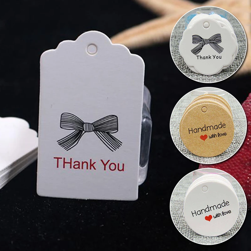 

100Pcs Gift Label Pendant Cute Paper Tag Charms Tag Round Wedding Favors Cookies Decorative Handmade Jewelry Tags Brown White