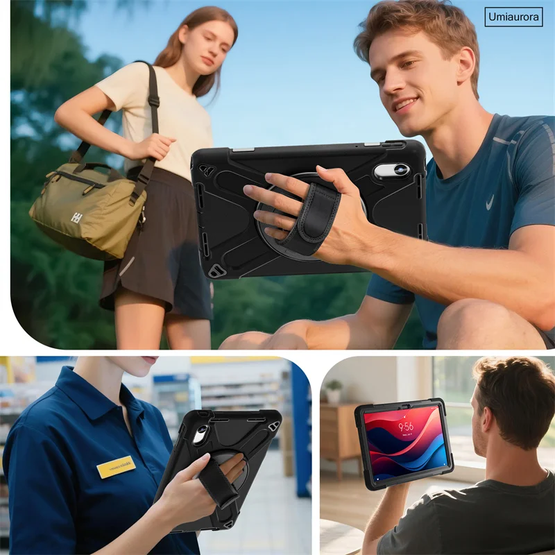 Heavy Duty Rugged Tablet Case with Stand and Strap - Shockproof