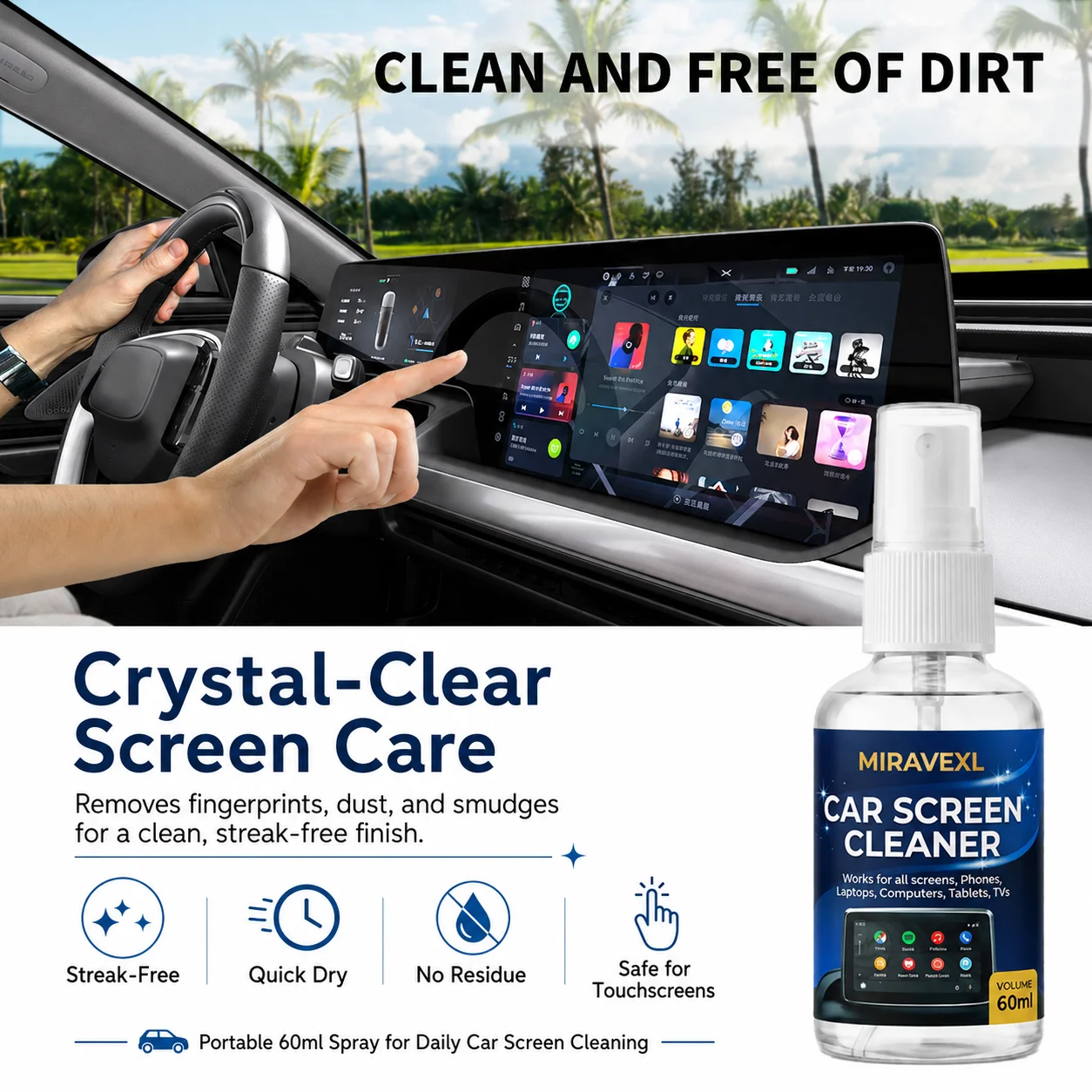 Universal Screen Cleaning Kit with Spray & Microfiber Cloth
