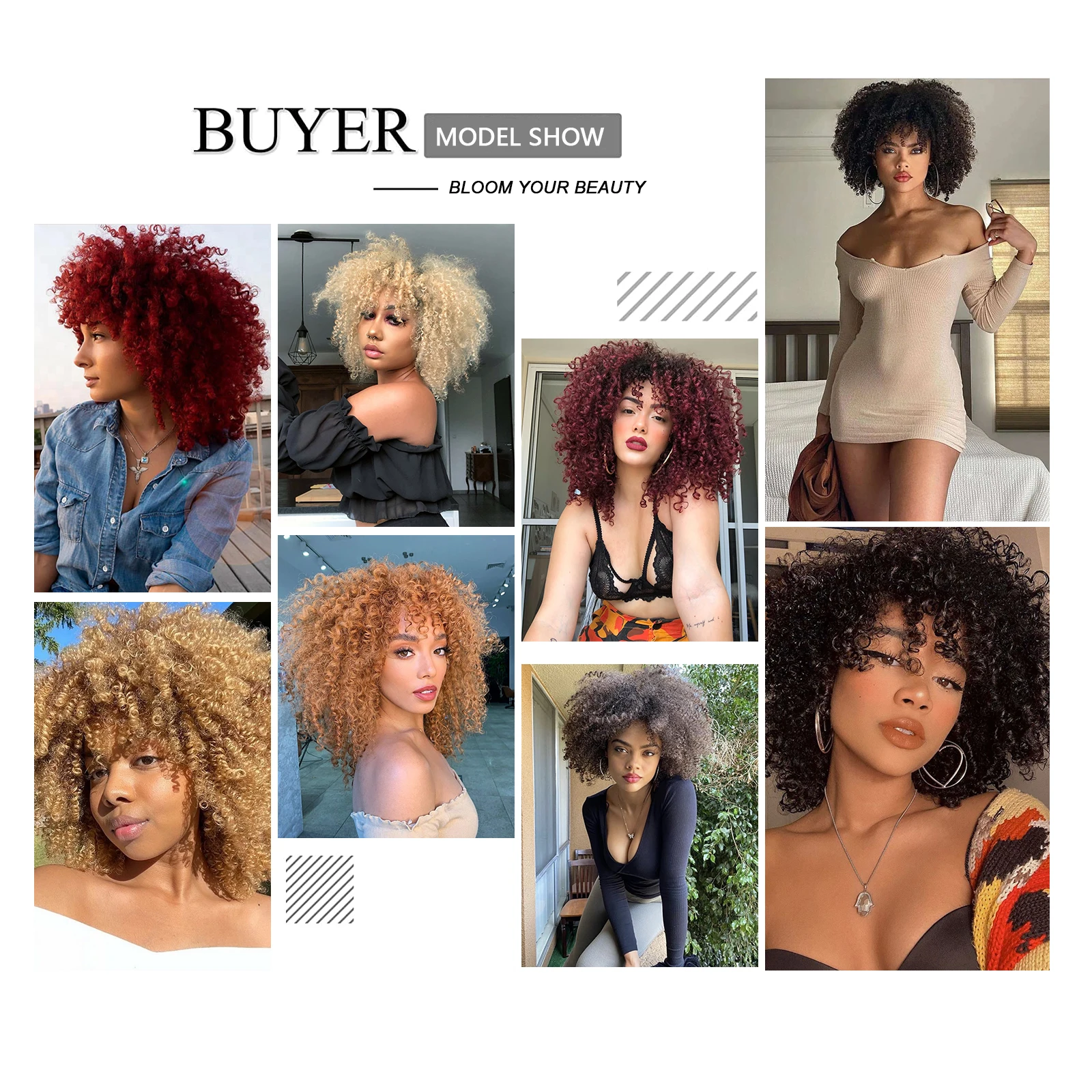 Tereshar Synthetic Short Curly with Bangs for Black Women 8 inch Afro Kinky Curly Wig Synthetic Hair Wigs for Daily Party Use 5