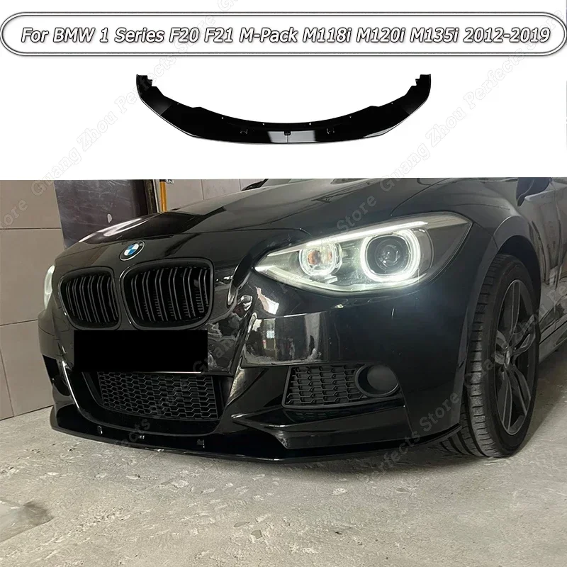 Gloss Black/Carbon Look Car Paraurti Anteriore Lip Splitter Spoiler Per Bmw Serie 1 F20 F21 M-Pack M118I M120I M135I M140I 2012-2019