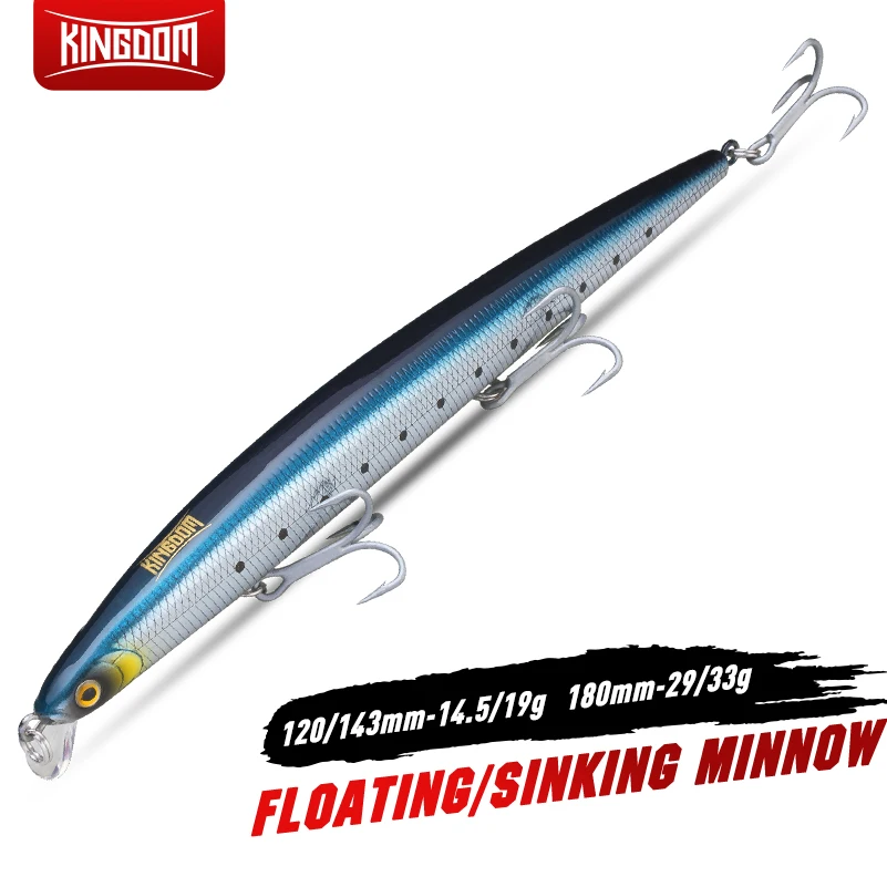 Kingdom Minnow Angelköder schwimmend 14,5 g/19 g/29 g/33 g Swimbait Angelwobbler für Trolling Seebarsch Karpfen Pesca
