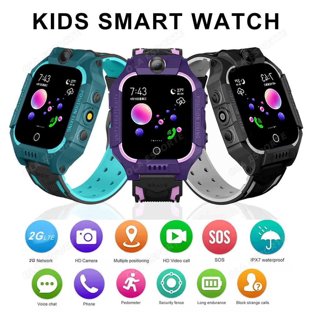 Kids Smart Watch SIM Card GPS HD Camera Video Call SOS Location Monitor Smartwatch for Child Boy Girl Smart Watch Student Gifts