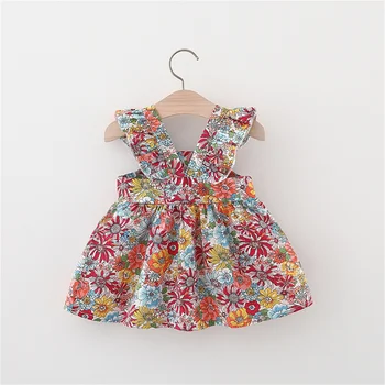 Summer 2-Piece Baby Dress+Woven Bag Girl'S Summer Clothes Baby Dress 0-3 Year Old Floral Beach Children'S Clothing 2
