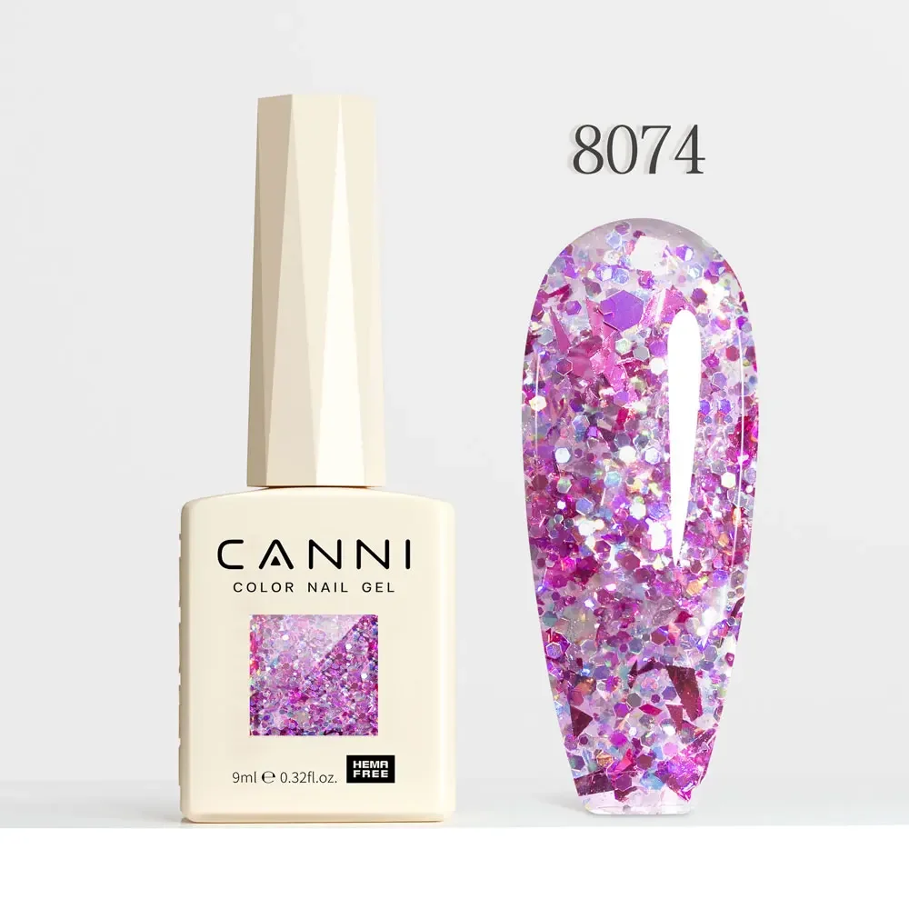 CANNI HEMA Free Black Glitter Diamond Sparkle Gel Polish - Long-Lasting Glossy Finish