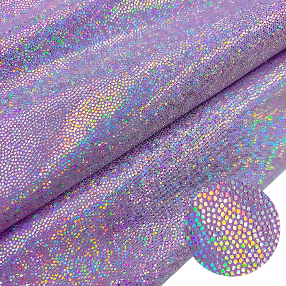 Glitter Laser Polyester Iridescent Holographic Fabric for DIY Decor and Crafting