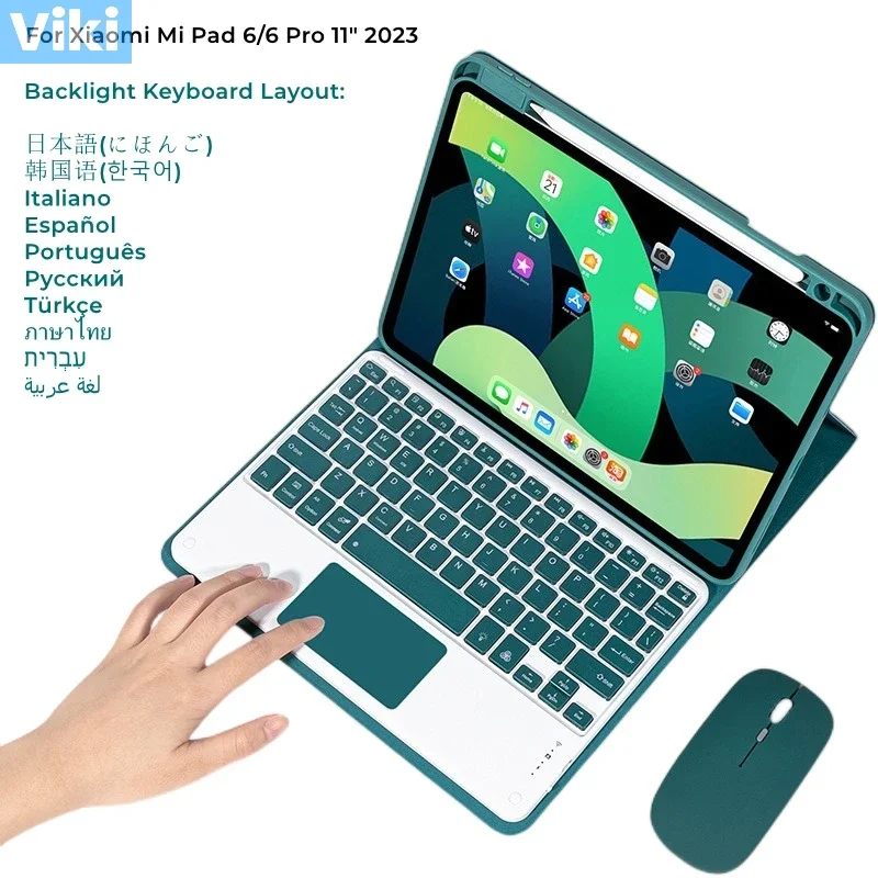 

Backlight Keyboard Case Mouse for XiaoMi Pad 6/6 Pro 11" 2023 Bluetooth Wireless Spanish Korean Thai Magnetic Funda for Mipad 6