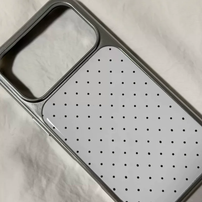 Minimalist Silver Frame Black Polka Dot Phone Case - Stylish Shockproof Protective Shell