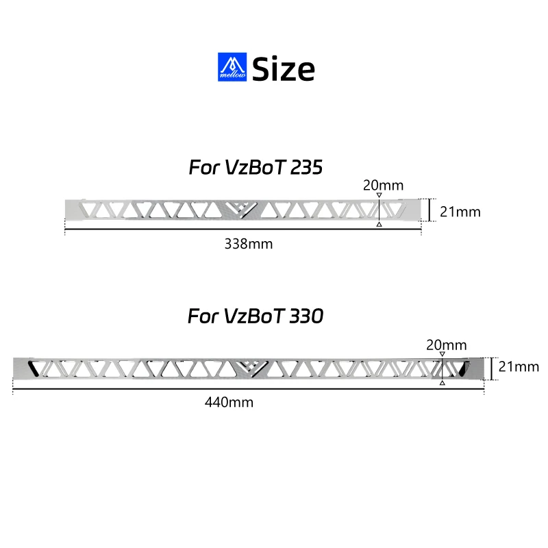 Mellow Custom Vzbot X-gantry Rail Square Tube Leve Alta Nivelamento Adequado para Impressora 3d Vzbot 235 330 - Imagem 5