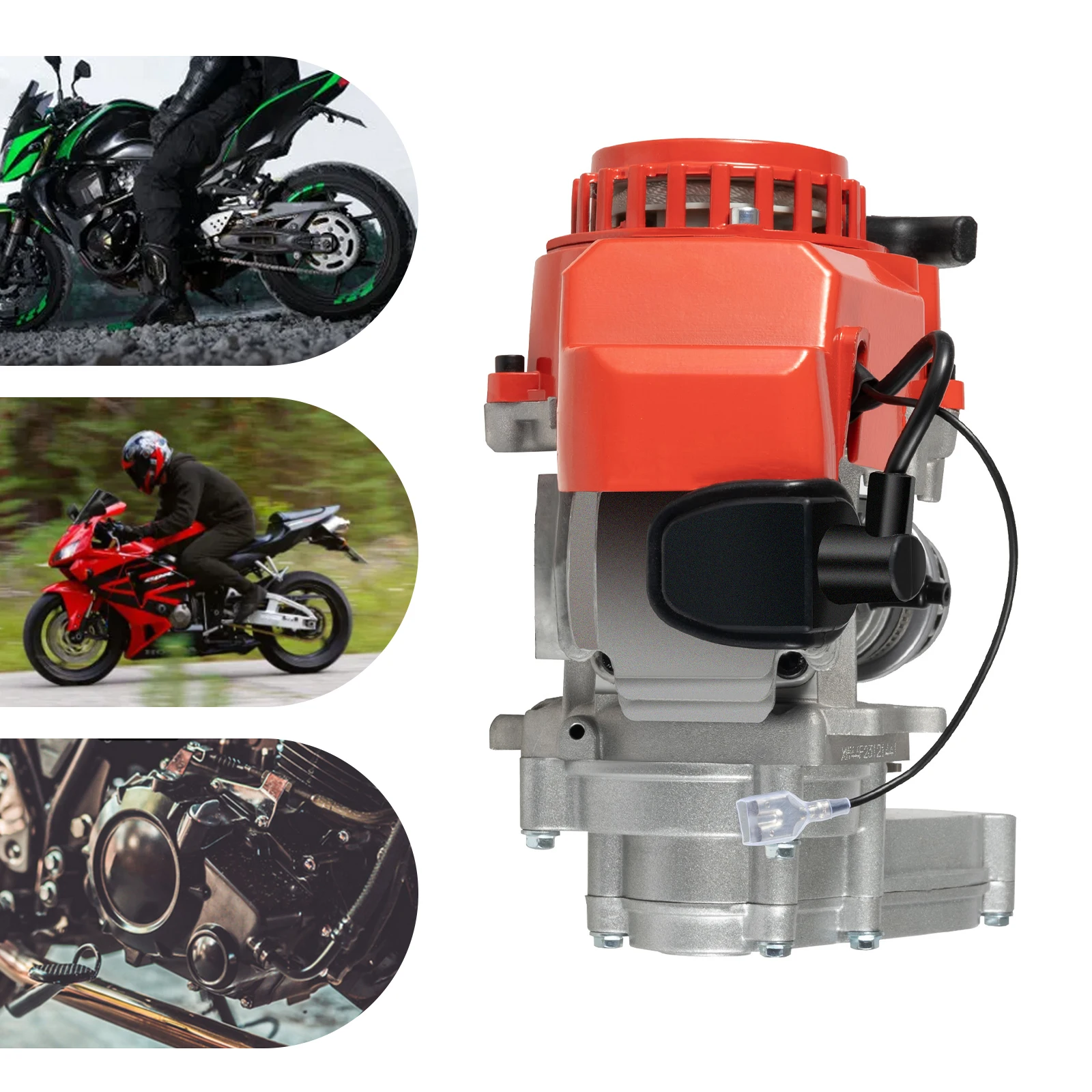 49CC 2 Stroke Engine Motor Air-cooling Pocket Bike Gasoline Engine Motor Single Cylinder for Mini Dirt Bike ATV Scooter