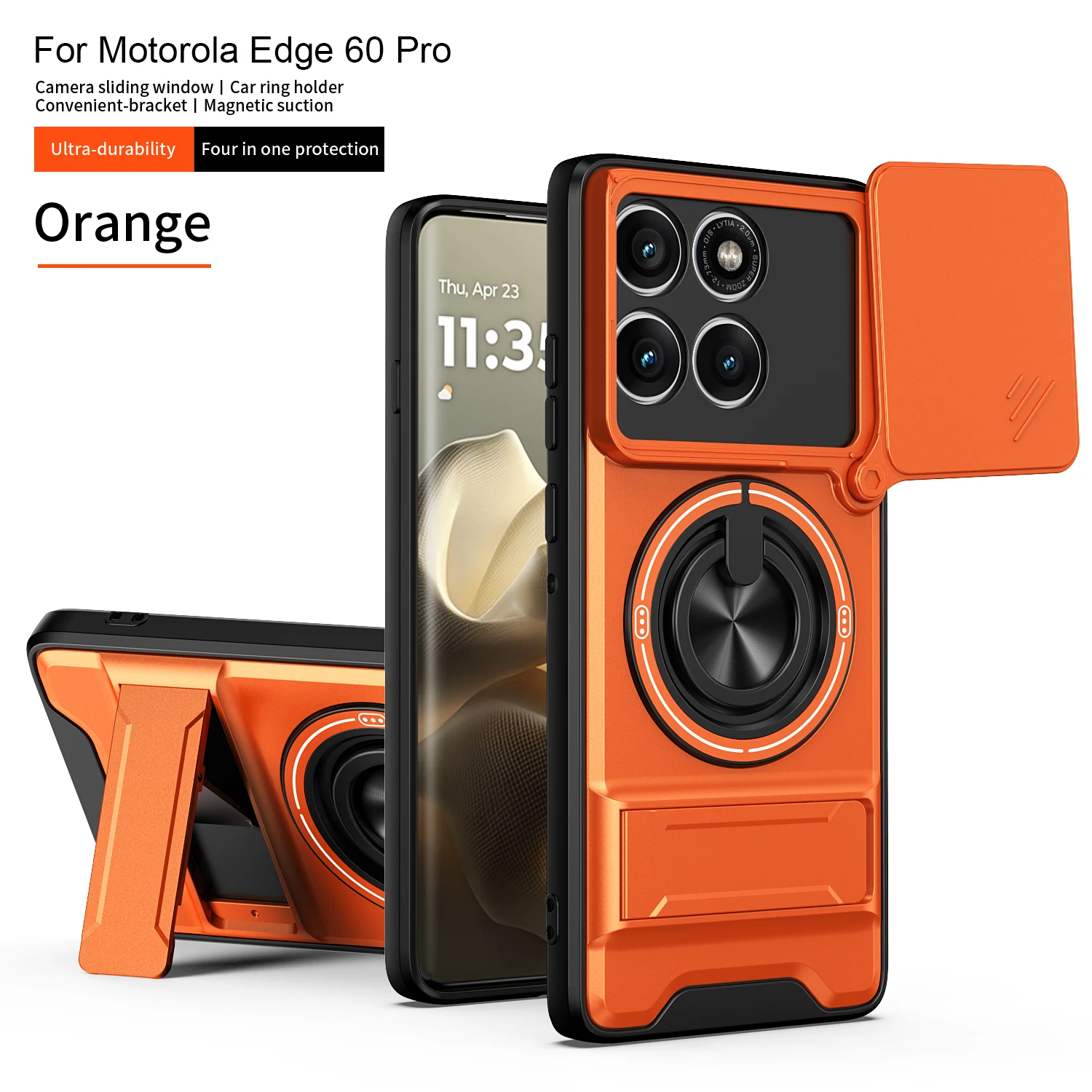 Military Armor Magnetic Fold Holder Case with Camera Protection