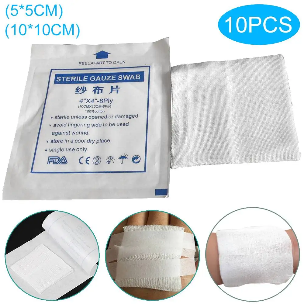 10pcs Gauze Wound Dressing Medical Nursing Cotton Sterile Medical Gauze