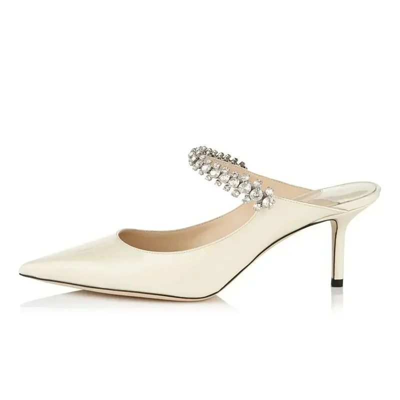 2024 European and American New Ladies High Heels High Quality Diamond Decorated Flat Shoes