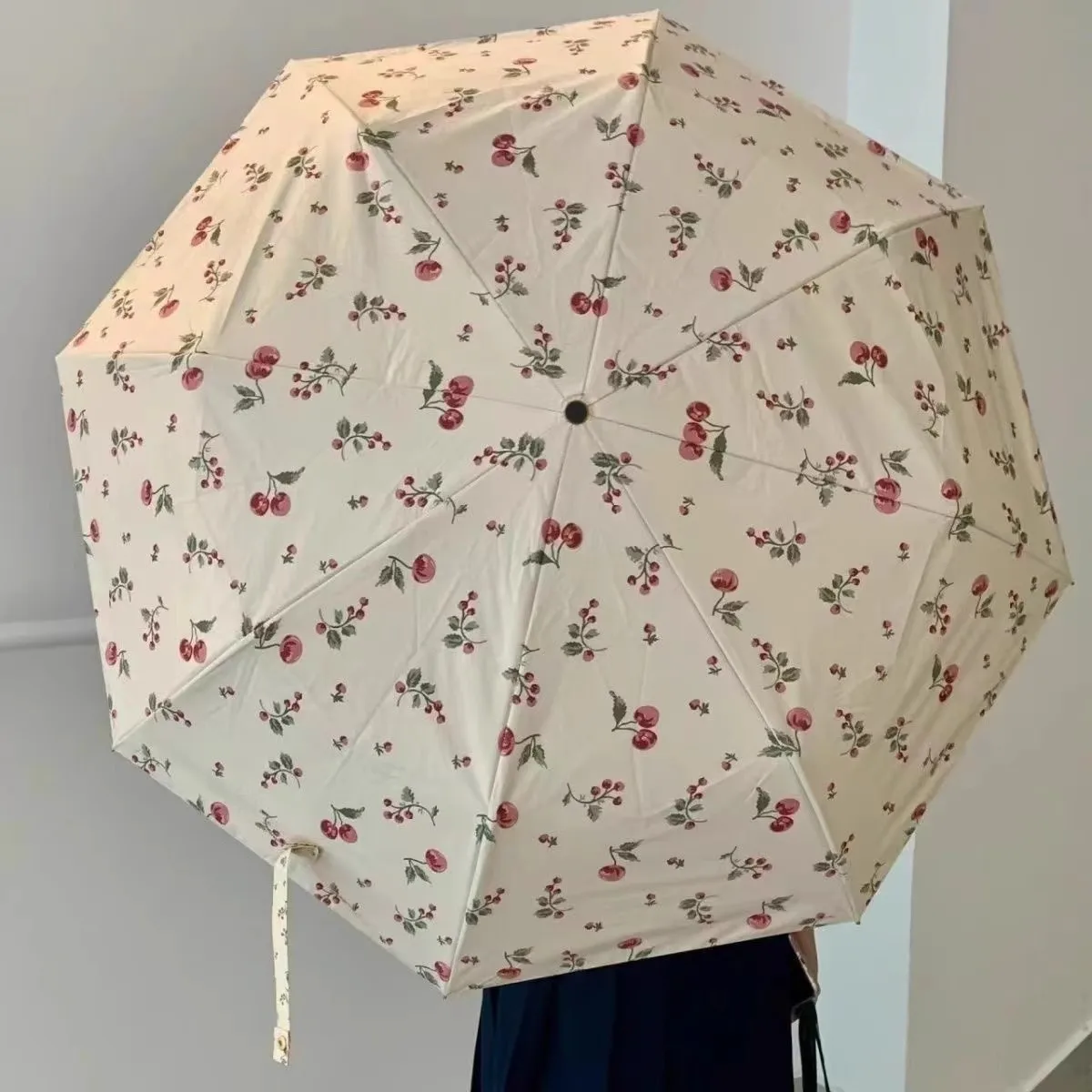 Folding Umbrella Curved 3 Fold Sunny Rain Dual-Purpose Curved Handle Gold Hook Anti-Uv Female Sun Protection Umbrella