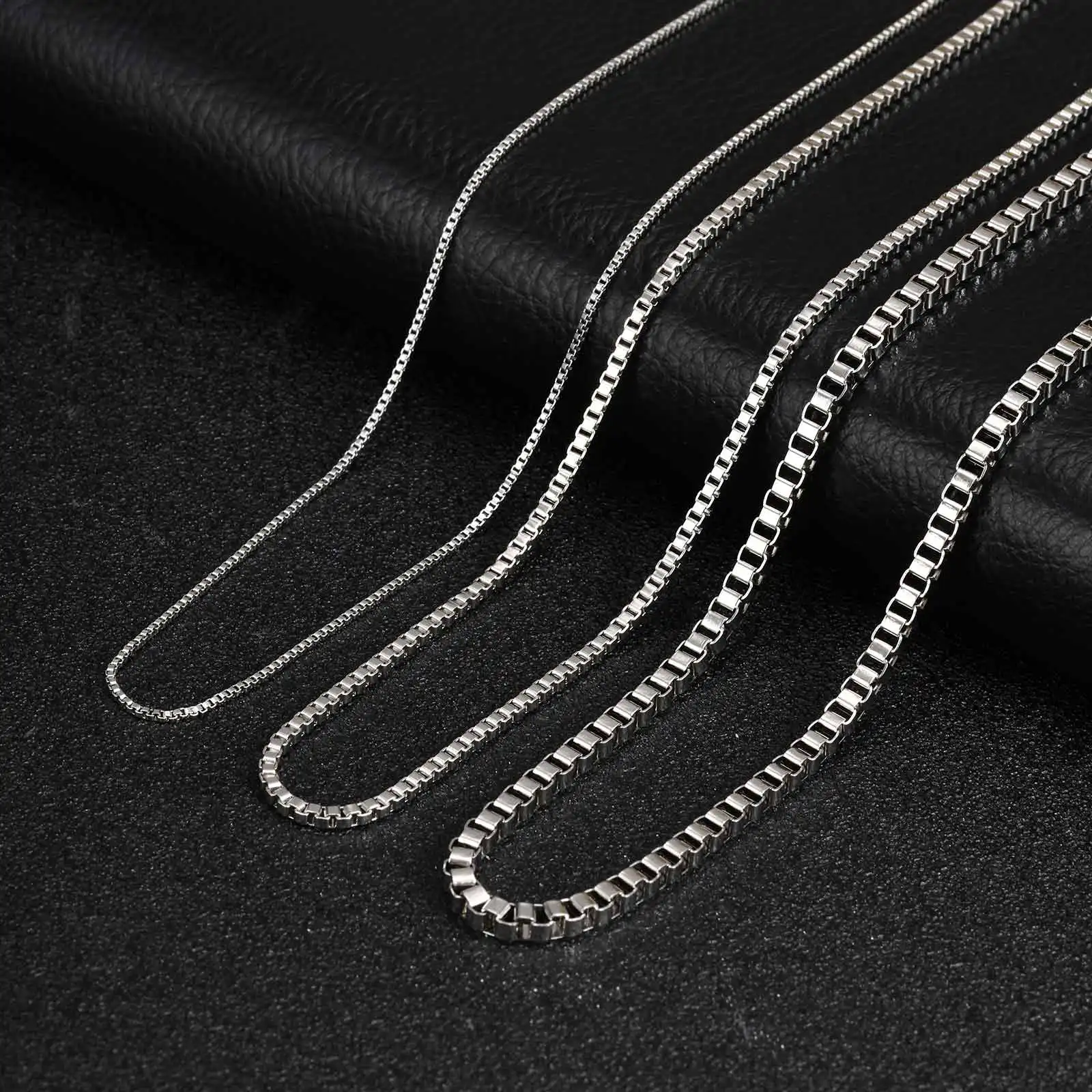 1/2/3mm Box Chain Necklaces for Men Women,Delicate Square Stainless Steel Chains Links Collars,Jewelry Gift 18To24 Inch 4
