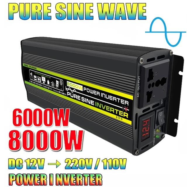 Pure Sine Wave Car Inverter DC 12V To AC 110V/220V 8000W/6000W/4000W/3000W Voltage  Transformer Power Converter Solar Inverter - AliExpress