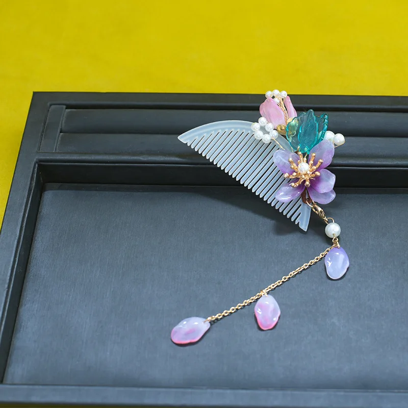 Hair accessory Hair clip Hair headdress Jewelry accessories Chinese Hair Jewelry Step Shake Side Hair Clip Flower Jade Pins and Clips Headband Headpeice Women Girls Accessories