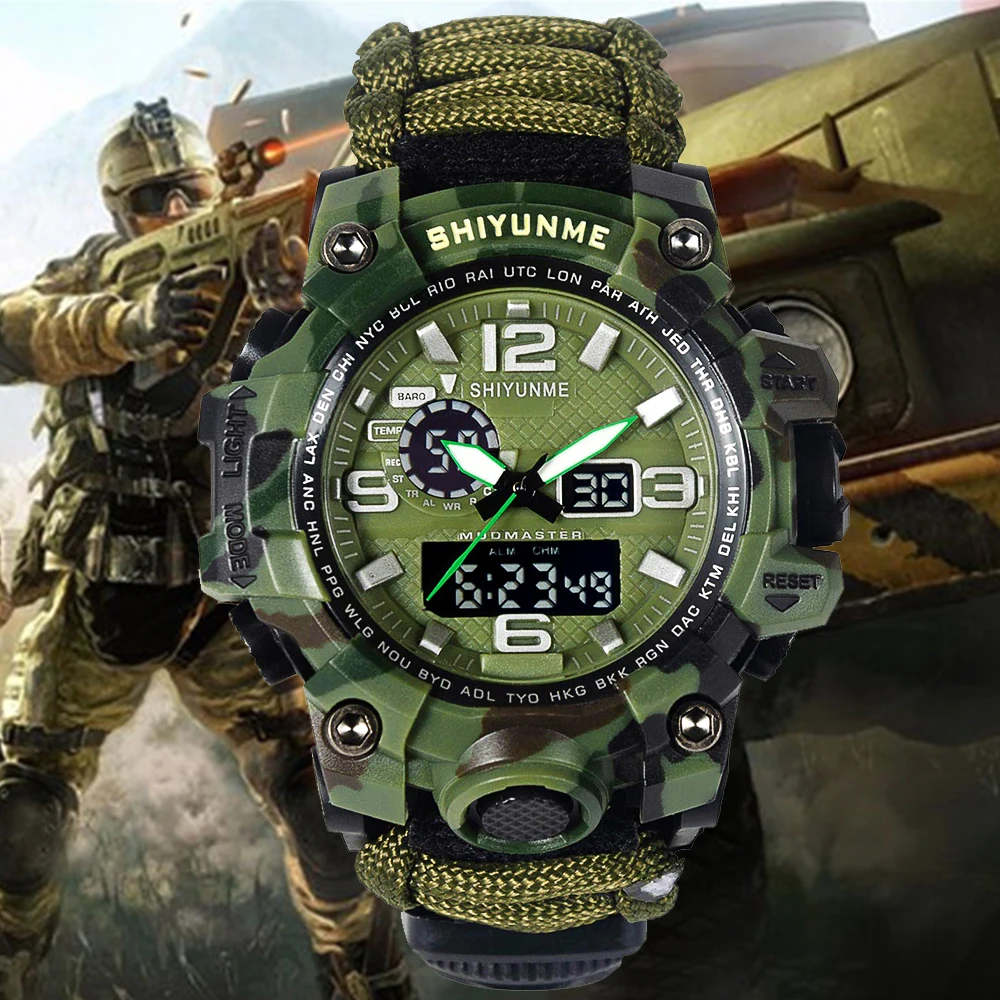 50m waterdichte tactische paracord horloge multifunctionele outdoor