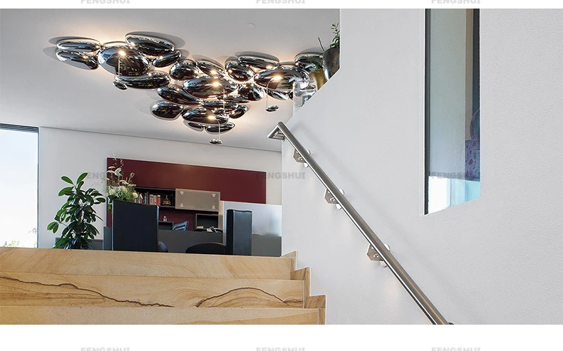 Postmodern Designer Suspension LED Ceiling Lamp Irregular Chrome Decoration Ceiling Lamps Living Room Bedroom Restaurant Lustres