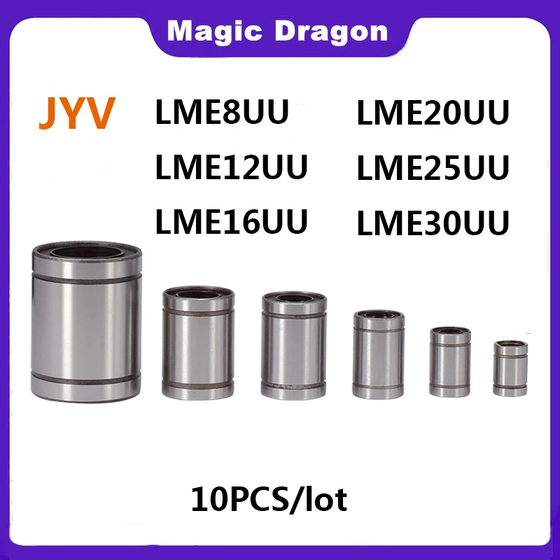 Jyv Europa Rolamentos Lineares Deslizamento Eixo Buchas de Esferas Lme8uu Lme12uu Lme16uu Lme20uu Lme25uu Lme30uu 10 Pcs por Lote Alta Qualidade
